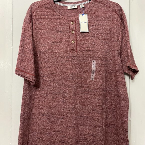 ROWM | Shirts | Mens Rowm Henley Shirt Short Sleeve Dark Cherry Size Xl ...